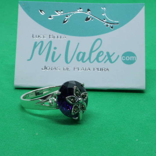 Anillo de plata best sale con piedra morada