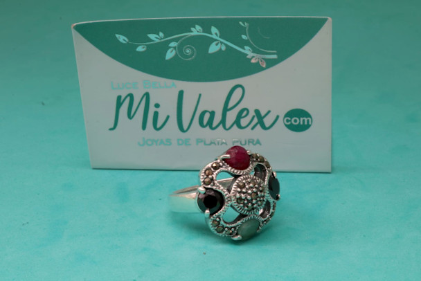 Apq78 Anillo Cuatro Colores y Puntas