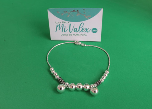 Pu136  Pulsera Bolitas Dos Tamaños