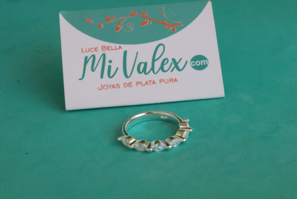 Apl250 Anillo Óvalos Piedritas