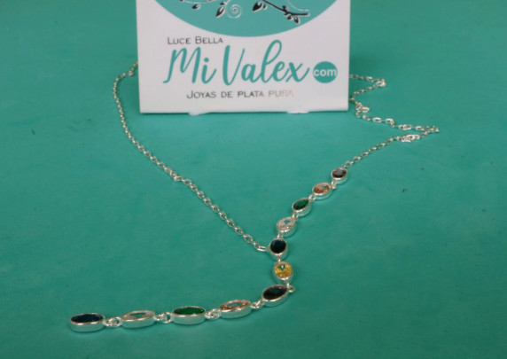Co100 Collar Piedritas Óvalos Colores