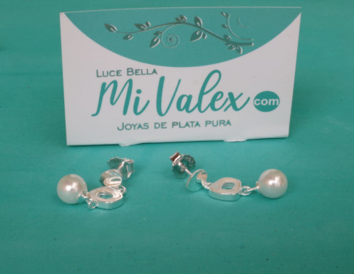 Al133 Arete Bolita Blanca Colgante