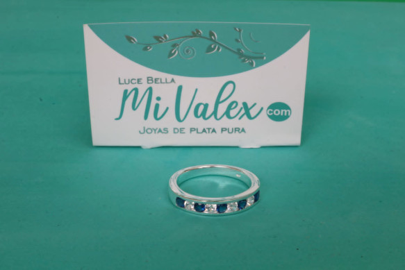 Apl304 Anillo Piedritas Azules