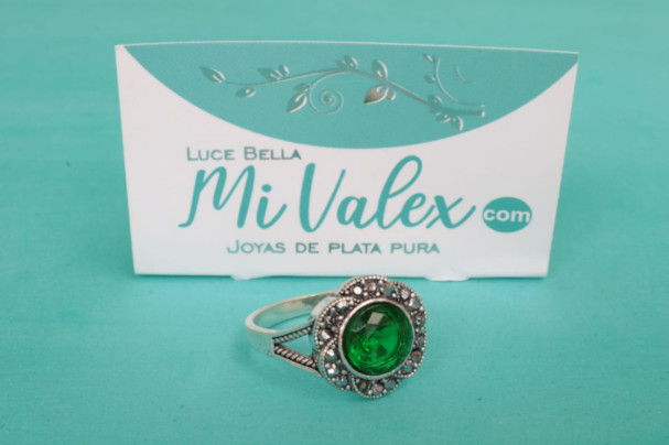 Apq117 Anillo Centro Piedra Verde