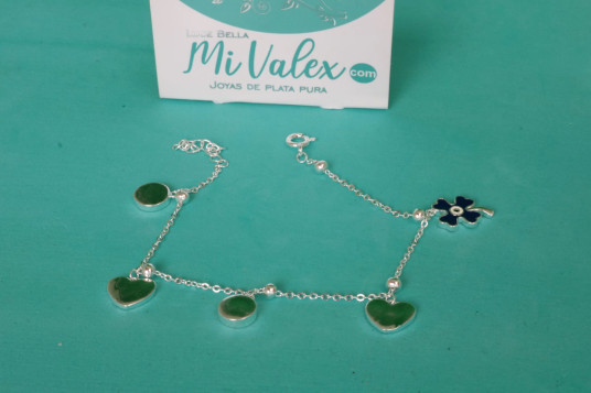Pu188 Pulsera Corazón, Círculo y Trébol