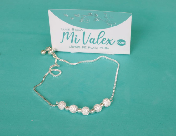 Pu194 Pulsera Bolitas Blancas