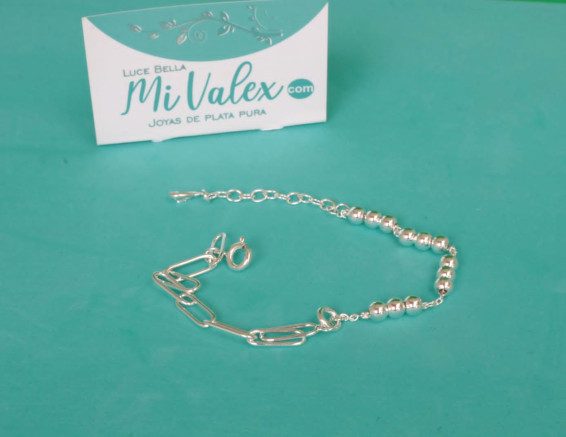 Pu197 Pulsera Bolitas Eslabones