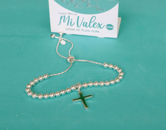 Pu198 Pulsera Bolitas Cruz