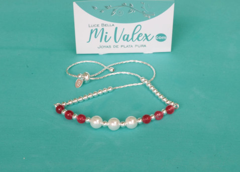 Pu201 Pulsera Centro Blanco Rojo