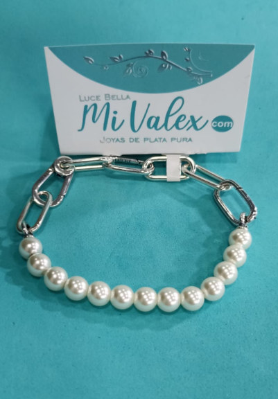 Pu206 Pulsera Bolitas Blancas
