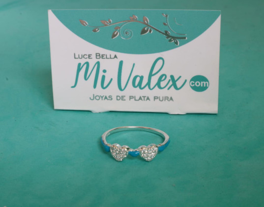 Apl317 Anillo Corazones Celeste