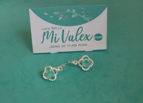 Aa110 Arete Aza Flor Piedritas