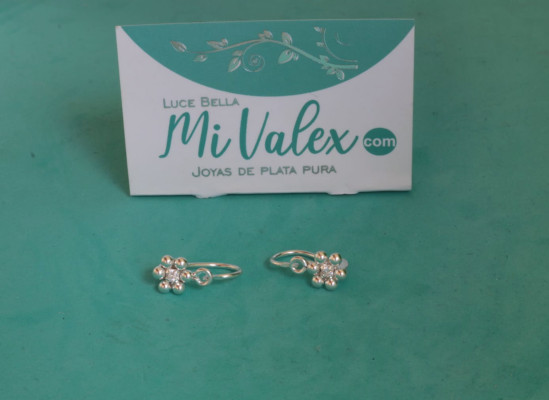 Aa114 Arete Aza Flor Bolitas