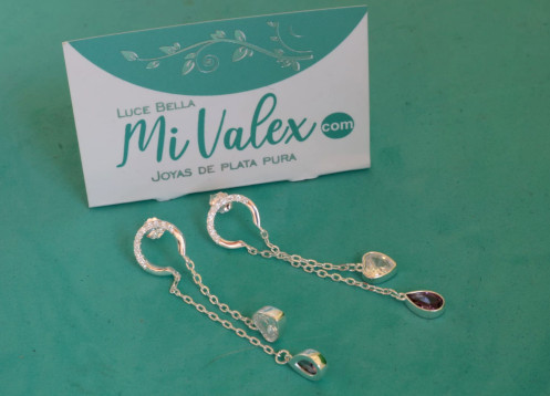 Al144 Arete Largo Corazón Gotita