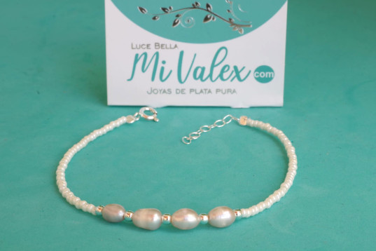 Pu211 Pulsera Bolitas Blancas