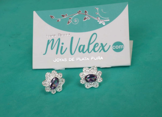 A452 Arete Flor Piedrita Morada