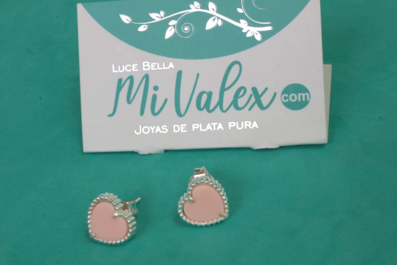 A465 Arete Corazón Rosa