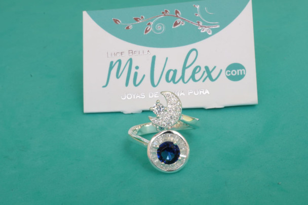 Apl351 Anillo Azul Luna