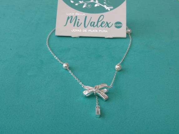 Co118 Cadena Lazo con Perlas