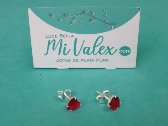 A578 Arete Corazón Piedrita Roja