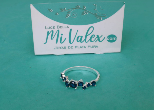 Apl393 Anillo Piedritas Azules