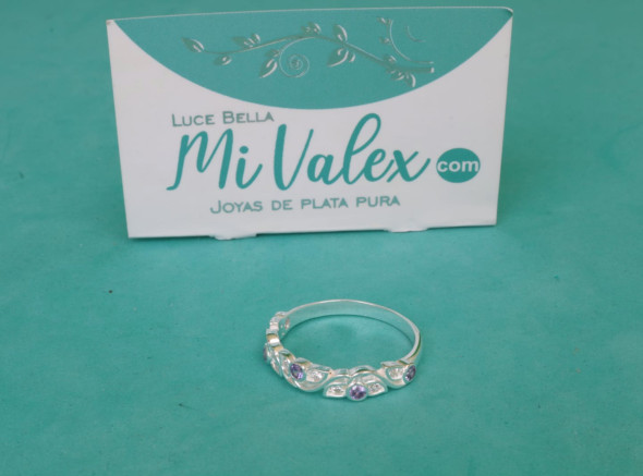 Apl405 Anillo Piedrita Lila Blanco