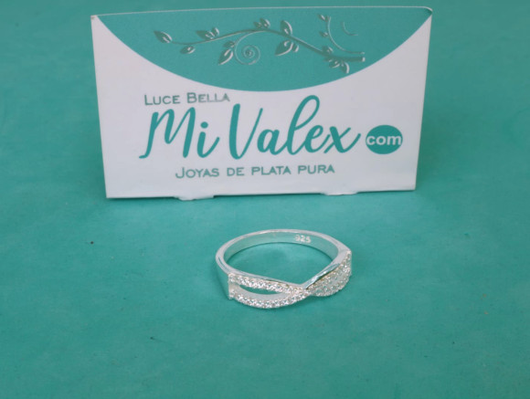 Apl408 Anillo Piedritas Cruzada