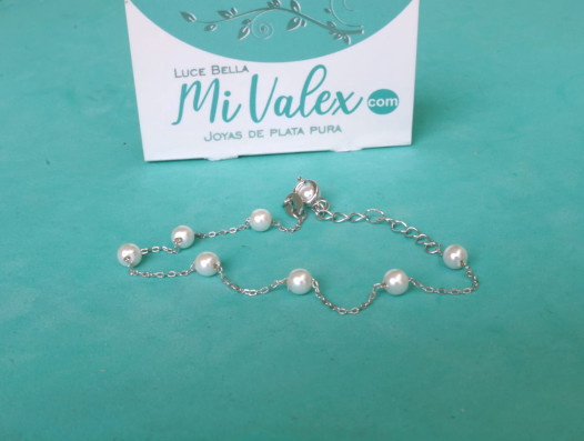 Pu243 Pulsera Bolitas Blancas