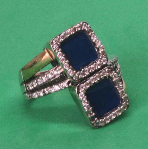 Ao10 Anillo Piedra Cuadrado Azul