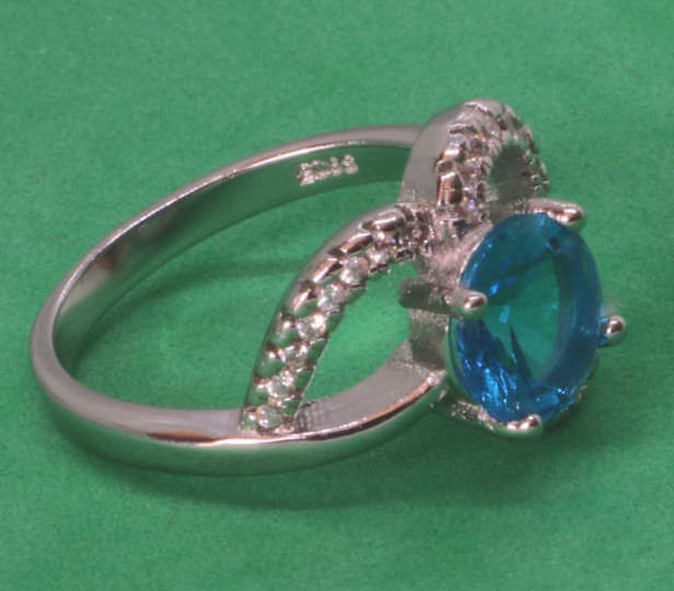 An06 Anillo Flor Piedra Celeste