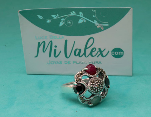Apq78 Anillo Cuatro Colores y Puntas