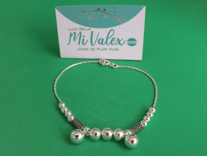 Pu136  Pulsera Bolitas Dos Tamaños