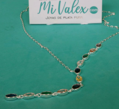 Co100 Collar Piedritas Óvalos Colores