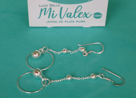 Al128 Arete Largo Bolitas Círculo