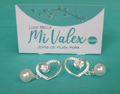 Al141 Arete Corazón Bolita Blanca