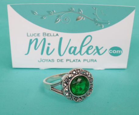 Apq117 Anillo Centro Piedra Verde