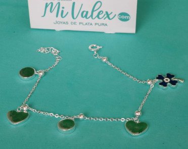 Pu188 Pulsera Corazón, Círculo y Trébol