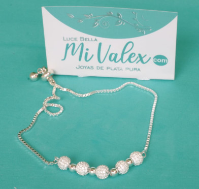 Pu194 Pulsera Bolitas Blancas