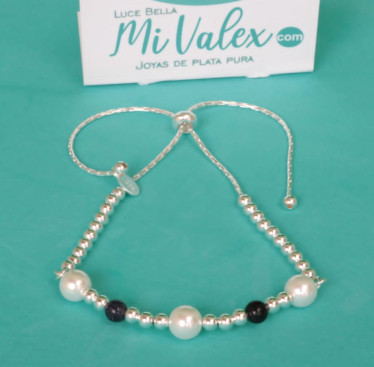 Pu196 Pulsera Bolitas B/N