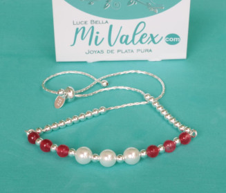 Pu201 Pulsera Centro Blanco Rojo