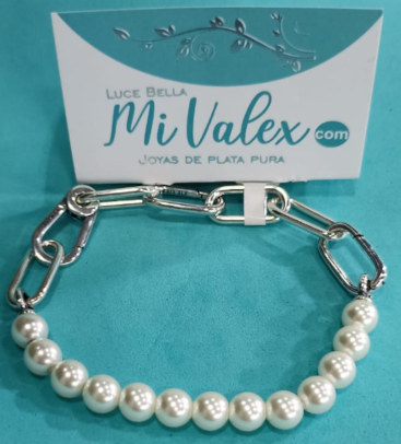 Pu206 Pulsera Bolitas Blancas