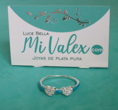 Apl317 Anillo Corazones Celeste