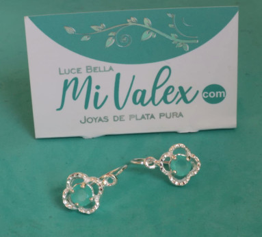 Aa110 Arete Aza Flor Piedritas