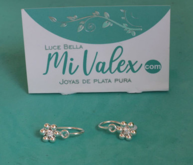 Aa114 Arete Aza Flor Bolitas