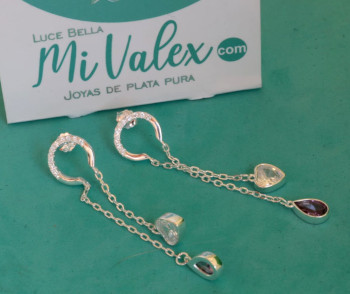 Al144 Arete Largo Corazón Gotita