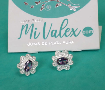 A452 Arete Flor Piedrita Morada