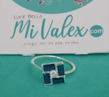 Apl332 Anillo Cuadrado Azul