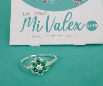 Apl341 Anillo Flor Verde