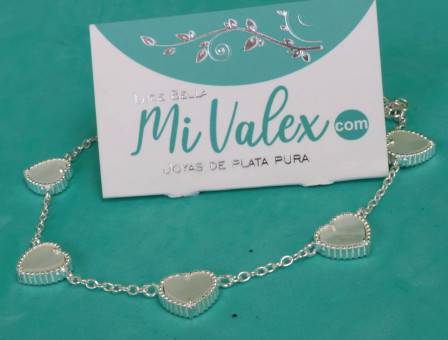 Pu229 Pulsera Corazones Aperlados