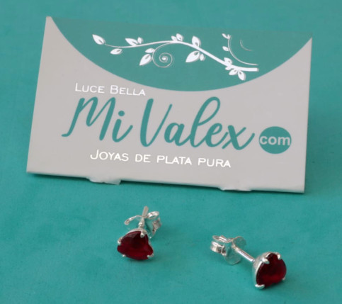 A470  Arete Corazón Rojo